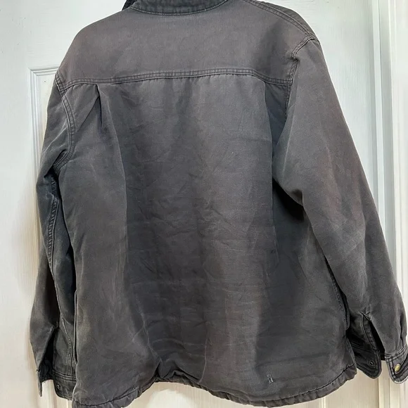 Dickies Charcoal Truckers Jacket with Plaid Red Flannel Lining Size XL - Picture 2 of 6